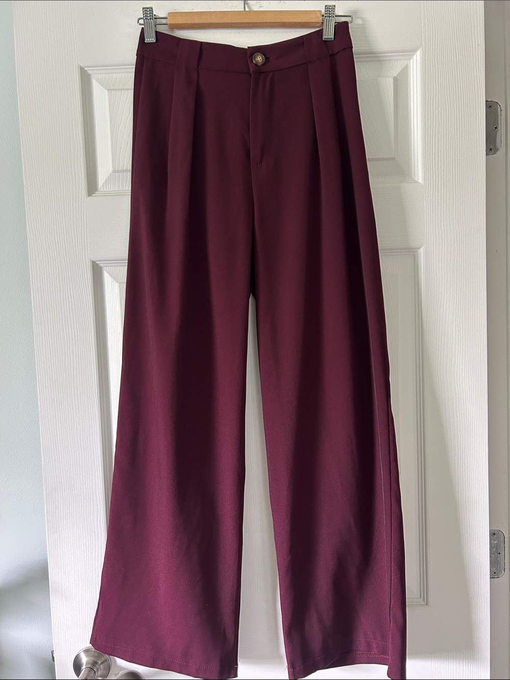 Wide-Leg Burgundy Women’s Dress Pants